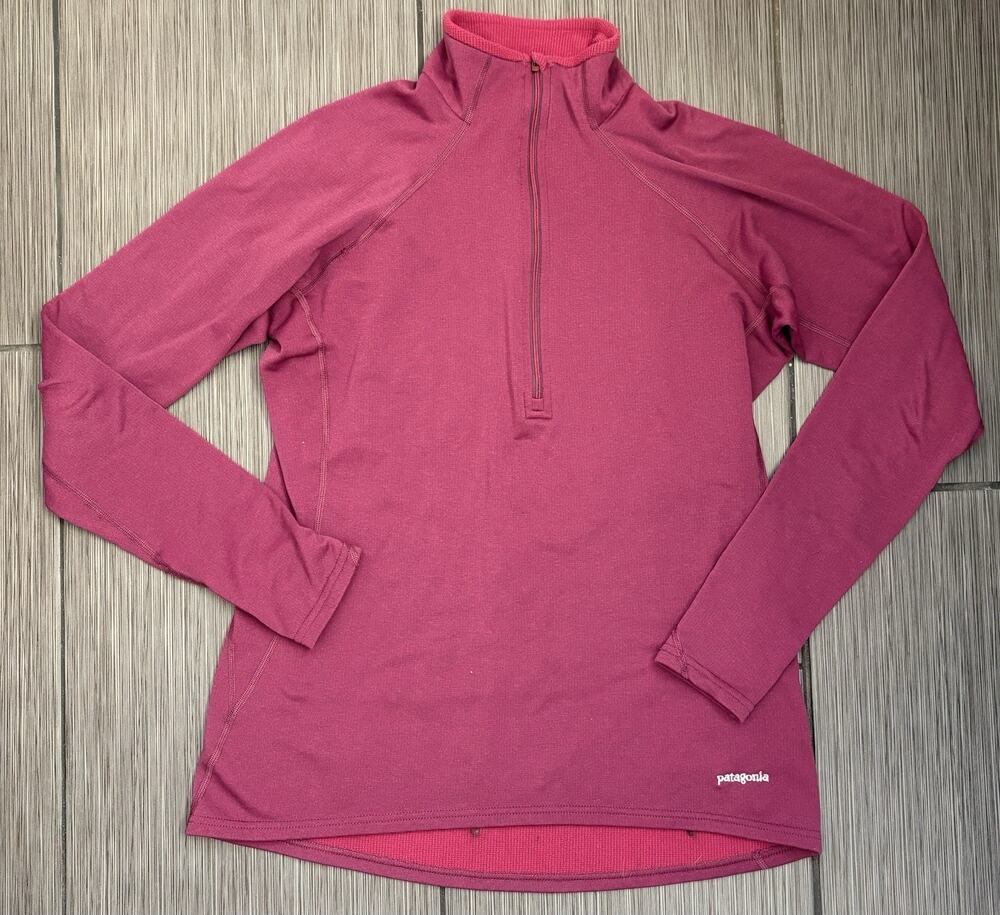 Patagonia Performance Baselayer Capilene 1/4 Zip Top Women’s Larg Raspberry Pink
